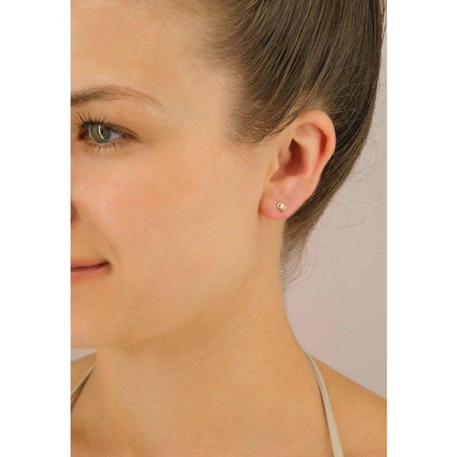 MUAU Schmuck  Clous d'oreilles solitaires monture or jaune 750 diamants 0,33ct. 6mm 