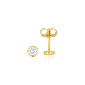 Clous d'oreilles solitaires monture or jaune 750 diamants 0,33ct. 6mm