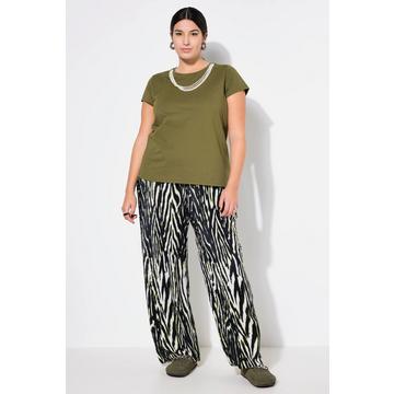 Pantalon plissé, coupe Wide Legs, taille haute, imprimé animal