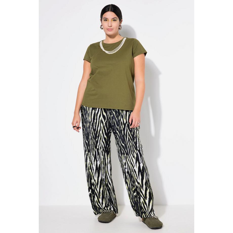 Studio Untold Pantalon Plissé Taille Haute Large Imprimé Animal  