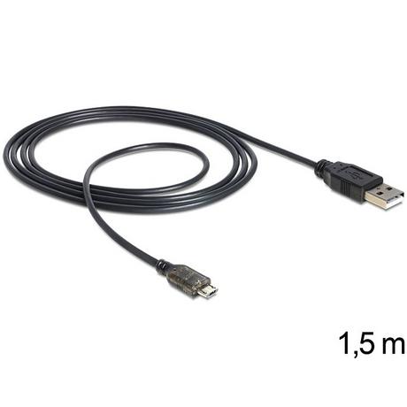 DeLock  USB 2.0-A - USB micro-B, 1.5m câble USB 1,5 m USB A Micro-USB B Noir 