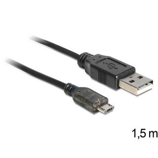 DeLock  USB 2.0-A - USB micro-B, 1.5m cavo USB 1,5 m USB A Micro-USB B Nero 