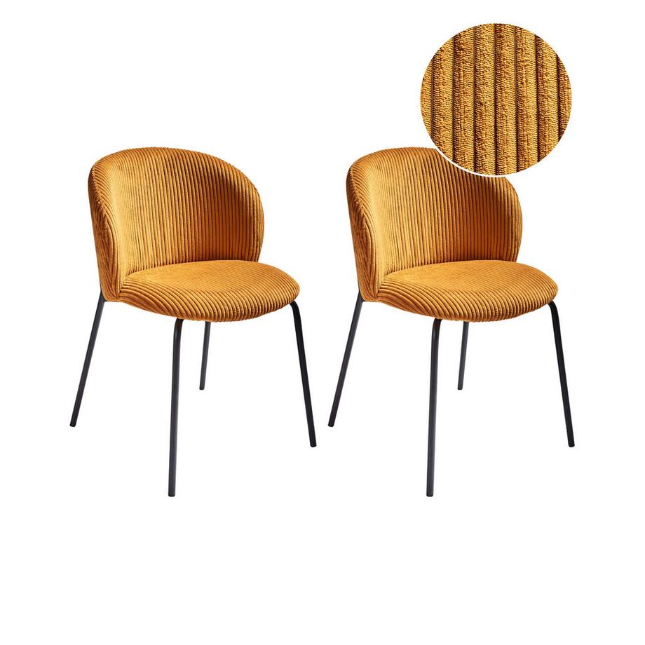 Lot de 2 chaises de salle à manger en Velours côtelé Rétro MILES