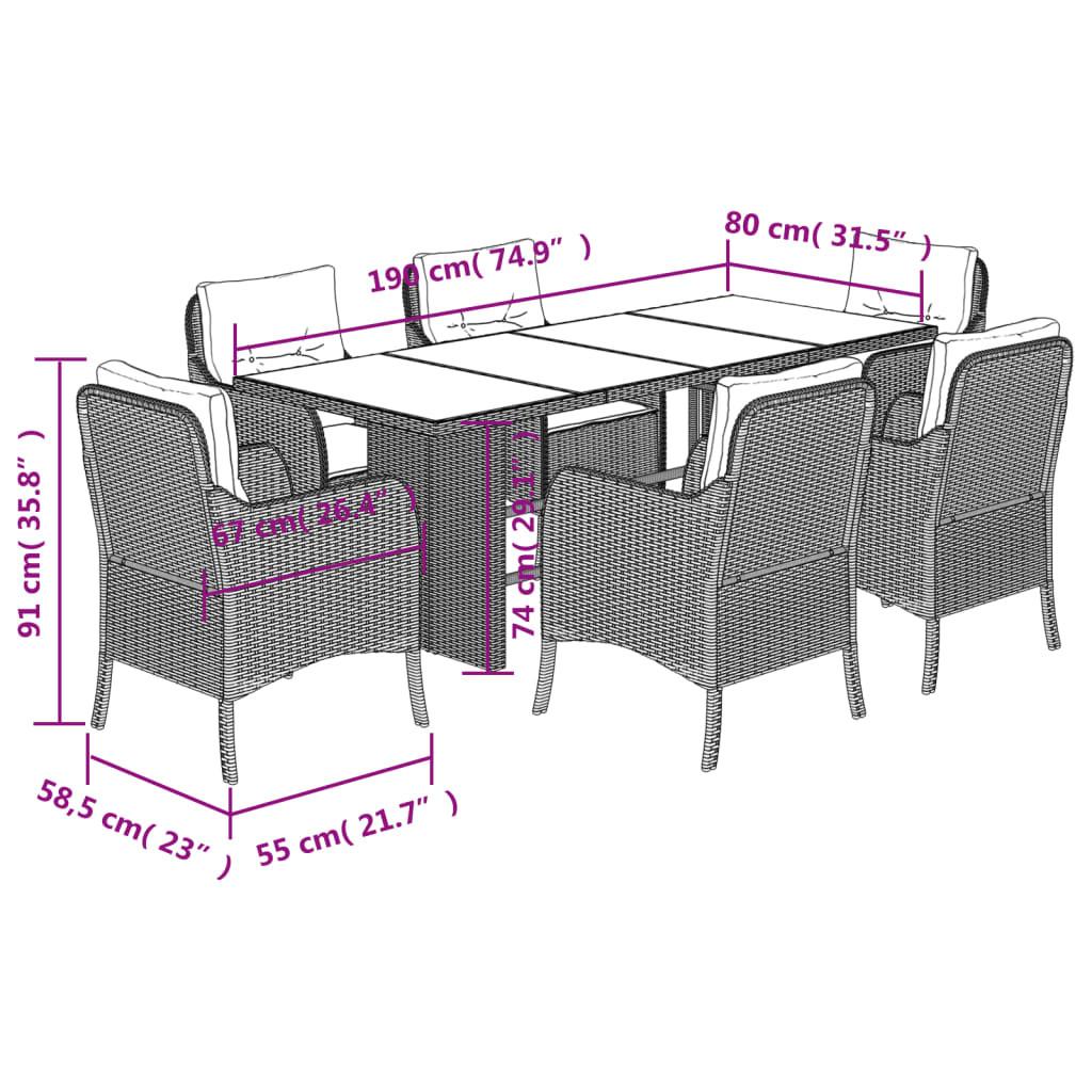 VidaXL Ensemble de salle à manger de jardin rotin synthétique  