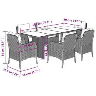 VidaXL Ensemble de salle à manger de jardin rotin synthétique  