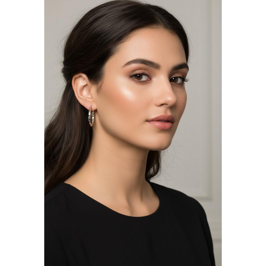 Maxte  Créoles en Fil Courbé en    avec Fermoir Français 