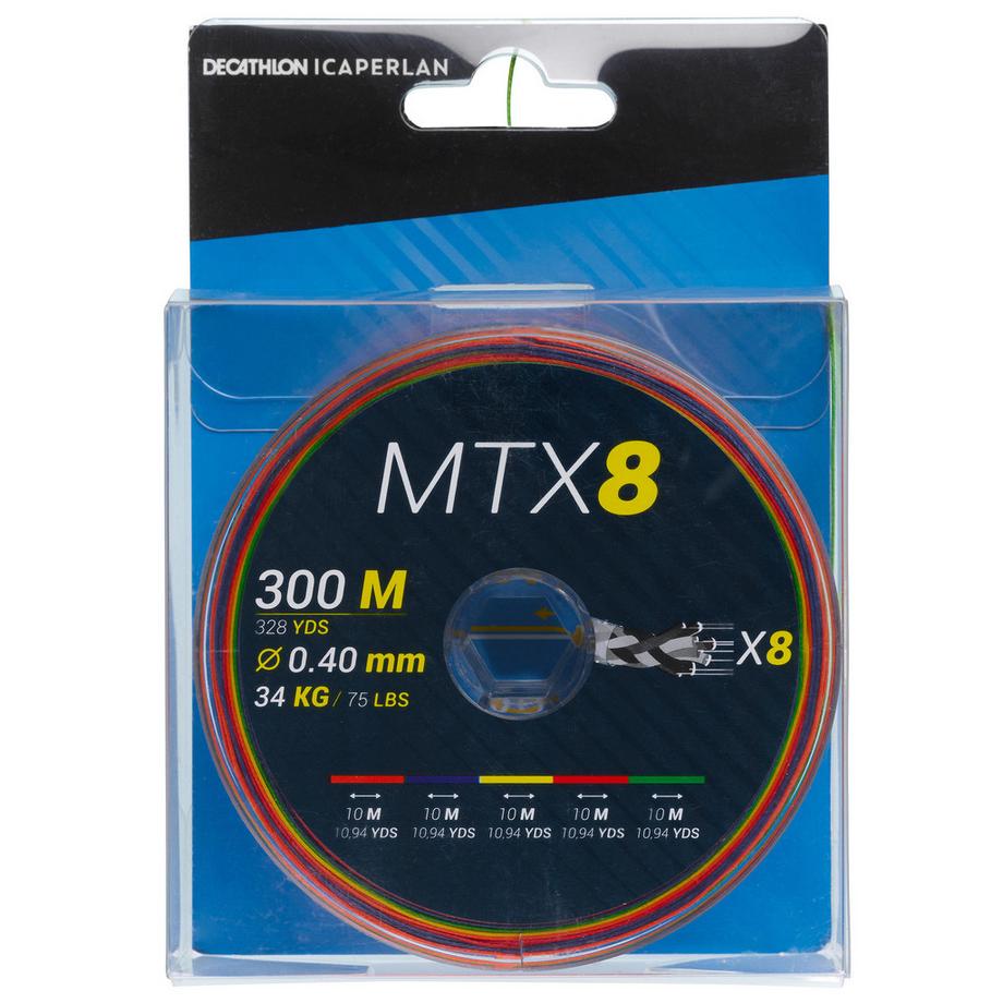 CAPERLAN  Angelschnur geflochten Meeresangeln MTX8 Multicolor 300 m 0,40 mm 