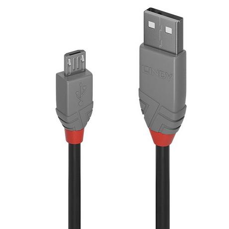 LINDY  36733 USB Kabel 2 m USB 2.0 USB A Micro-USB B Schwarz, Grau 