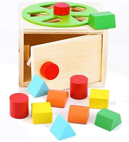 Activity-board  Kinder Steckwürfel aus Holz - Formen und Farben sortieren - Steckspiel für Babys - Steckbox 