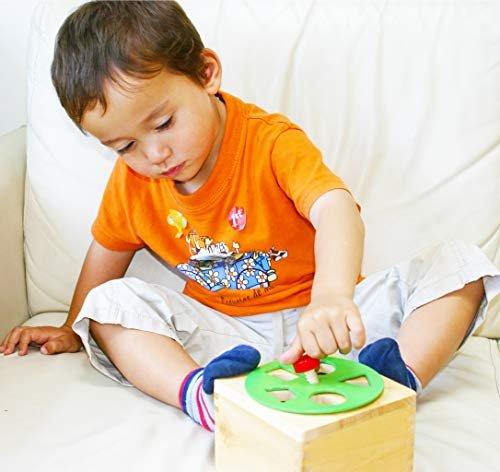 Activity-board  Kinder Steckwürfel aus Holz - Formen und Farben sortieren - Steckspiel für Babys - Steckbox 