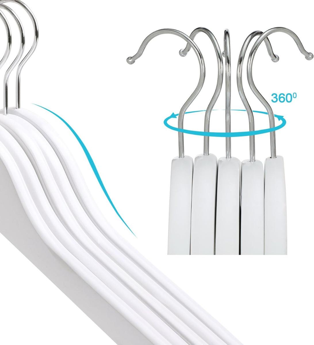 Songmics Grucce per bambini in legno di acero con ganci a 360°, confezione da 20, bianco  