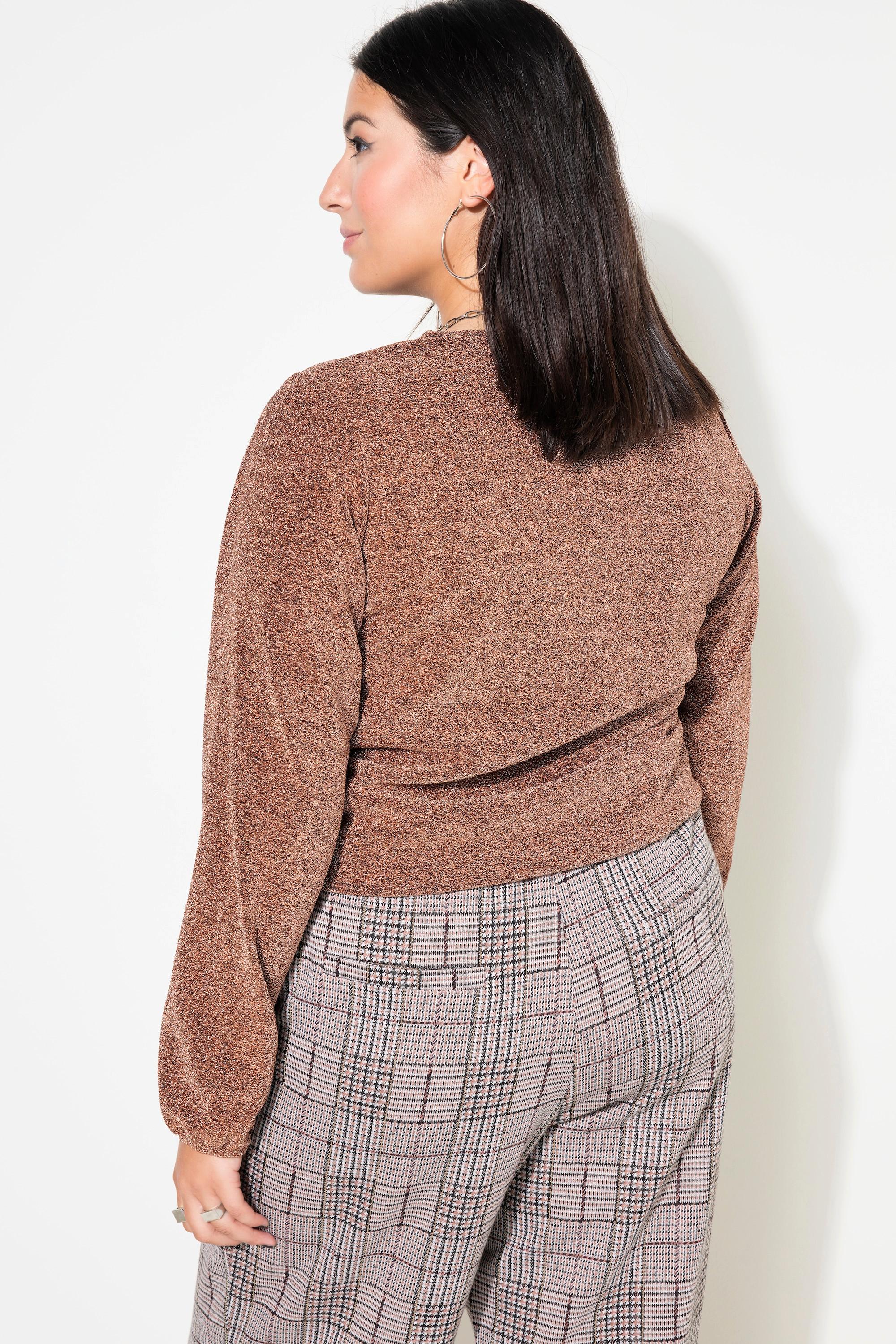 Studio Untold Top a maniche lunghe a palloncino in jersey glitterato  