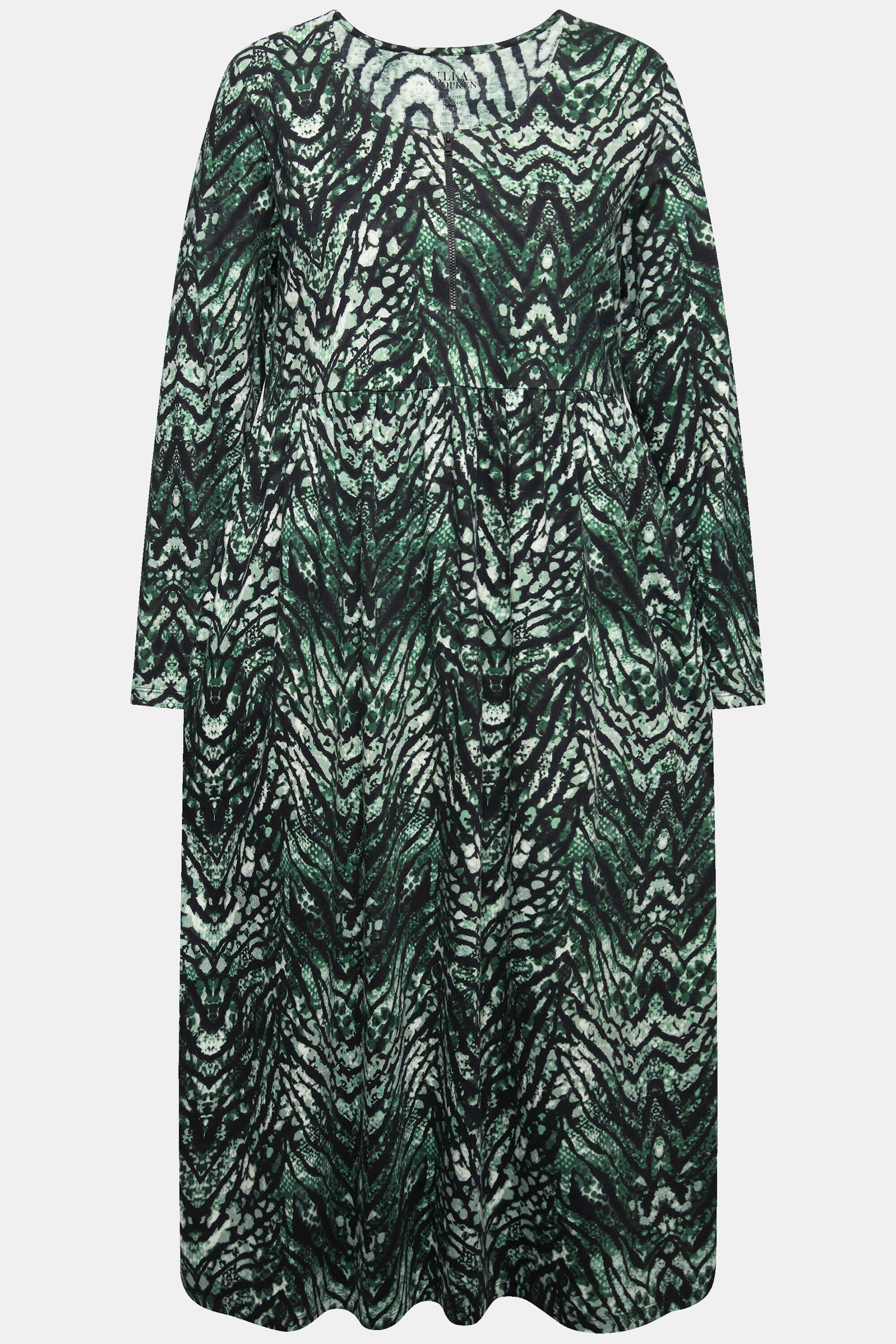 Ulla Popken Jersey Schlangenmuster A-Linie Langarmkleid  