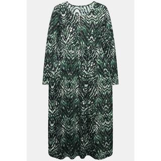 Ulla Popken  Robe en jersey motif peau de serpent, décolleté rond et manches longues, coupe évasée 