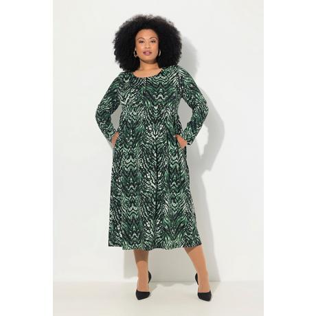 Ulla Popken Jersey Schlangenmuster A-Linie Langarmkleid  