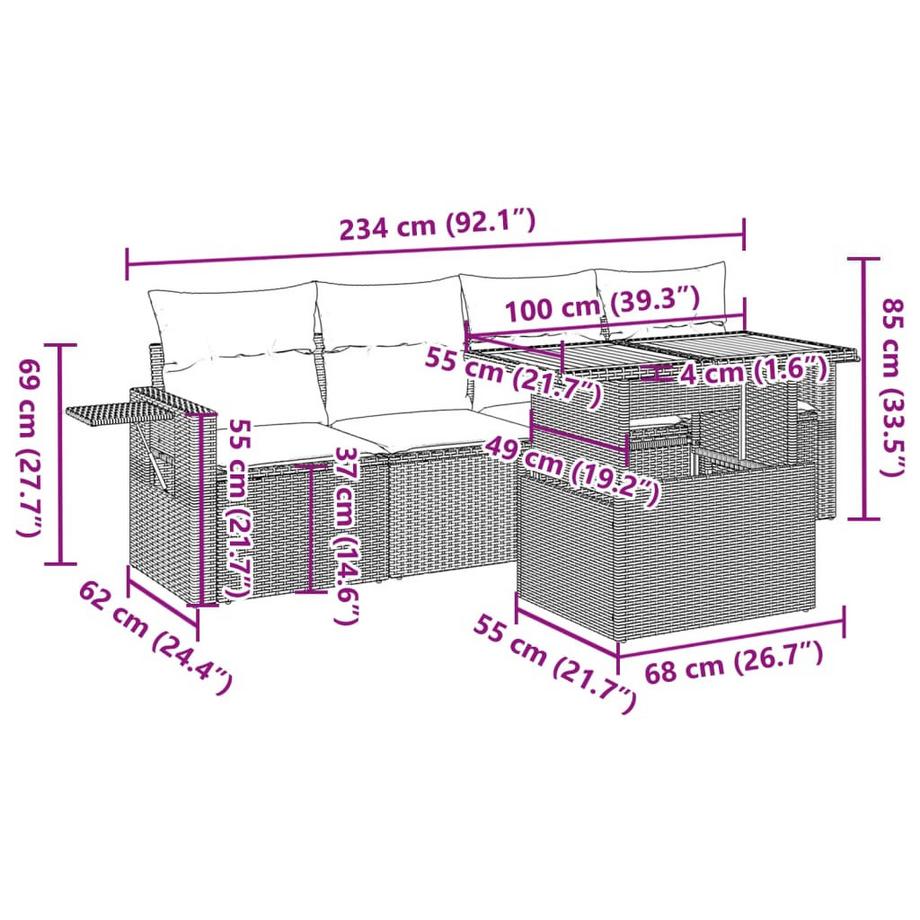 VidaXL Garten sofagarnitur poly-rattan  