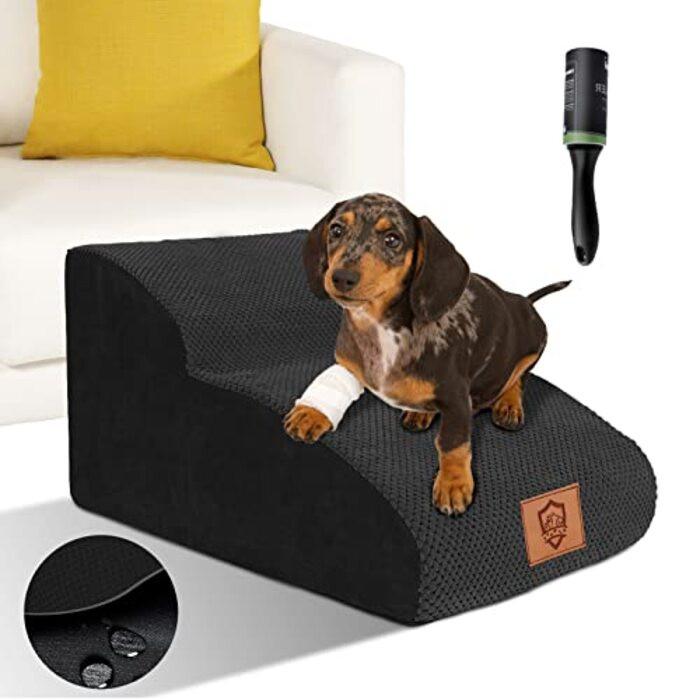 Alopini  Escaliers imperméables pour animaux de compagnie, escaliers pour chiens à 2 marches avec housse lavable, rampe pour chiens en mousse haute densité pour chiens et chats 