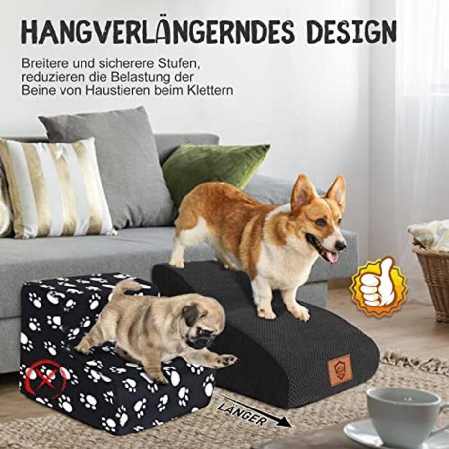 Alopini  Wasserdichte Haustiertreppe, 2 Stufen Hundetreppe mit waschbarem Bezug, hochdichte 