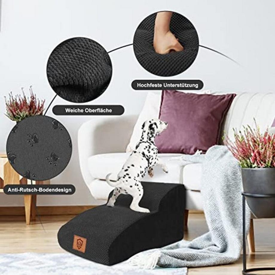 Alopini  Wasserdichte Haustiertreppe, 2 Stufen Hundetreppe mit waschbarem Bezug, hochdichte 