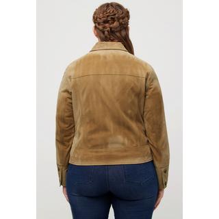 Ulla Popken  Ziegenlederjacke, Veloursleder, Hemdkragen, gefüttert 