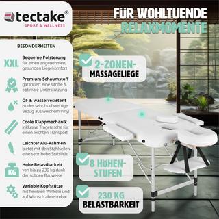 Tectake Table de massage Pliante 2 Zones Aluminium Portable + Housse  