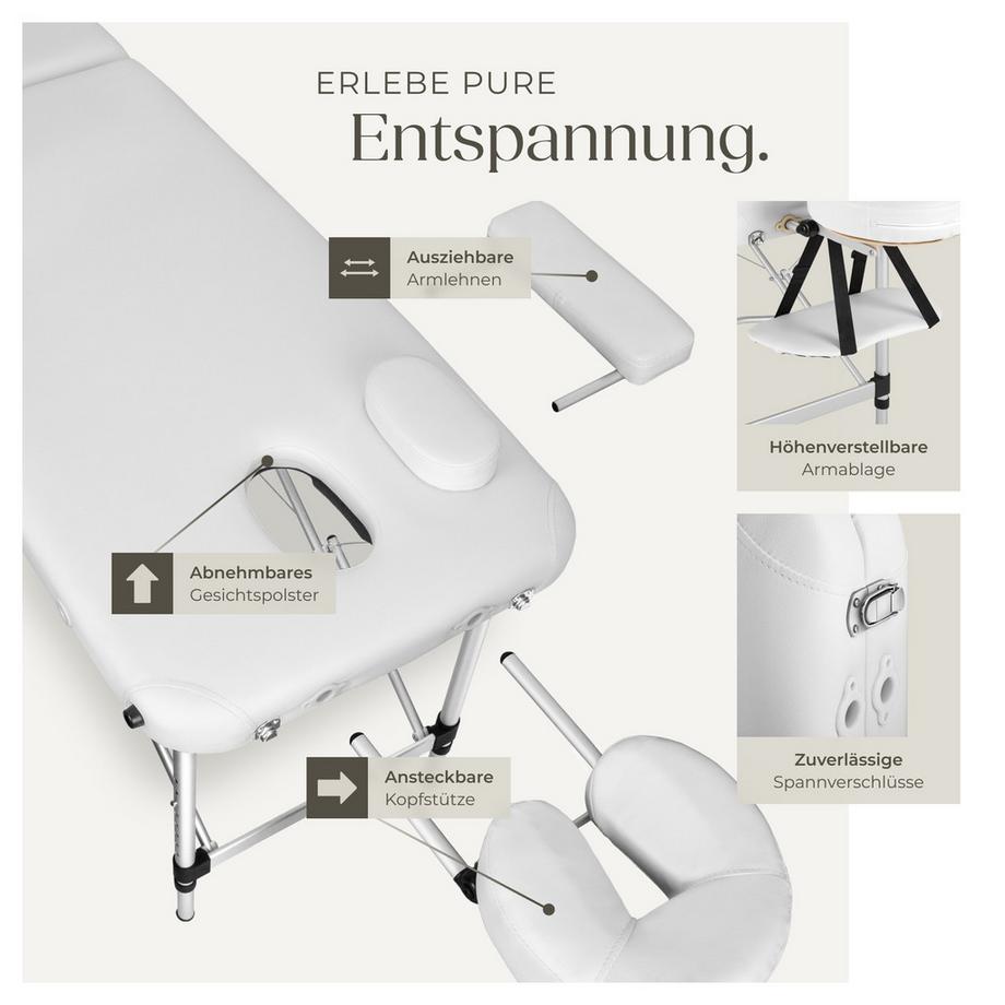 Tectake 2 Zonen Massageliege mit Polsterung und Aluminiumgestell  