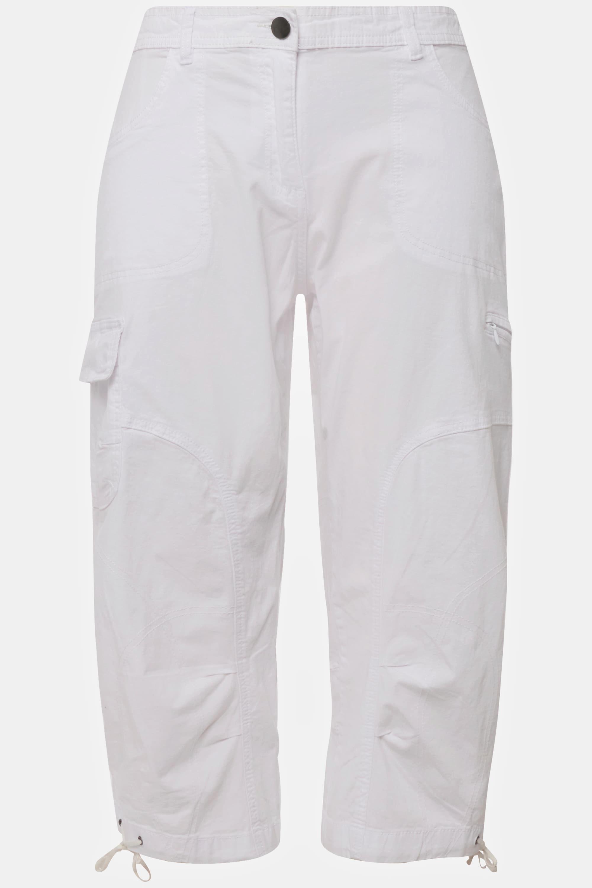 Ulla Popken  Pantaloni cargo a 7/8 con cintura comoda 