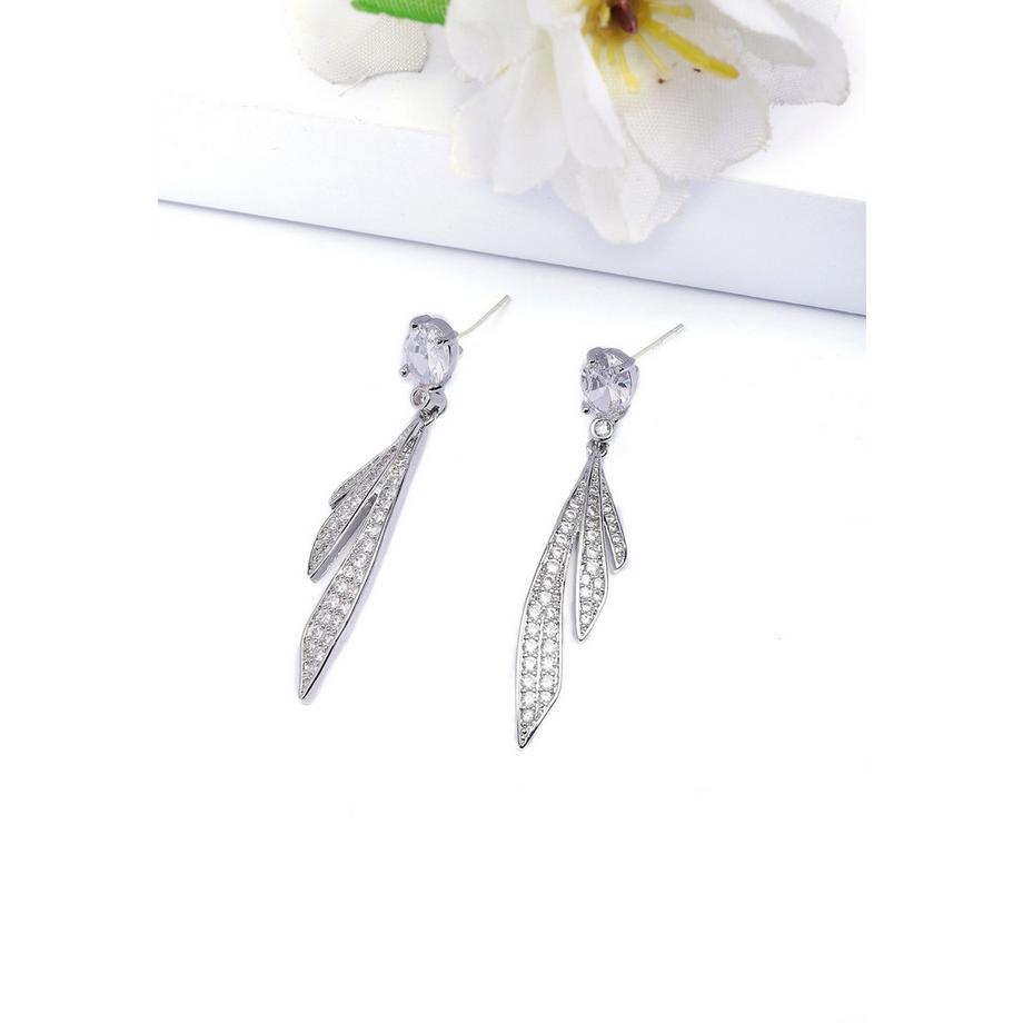 AVANT-GARDE PARIS  Orecchini a Goccia Piuma Color Argento 