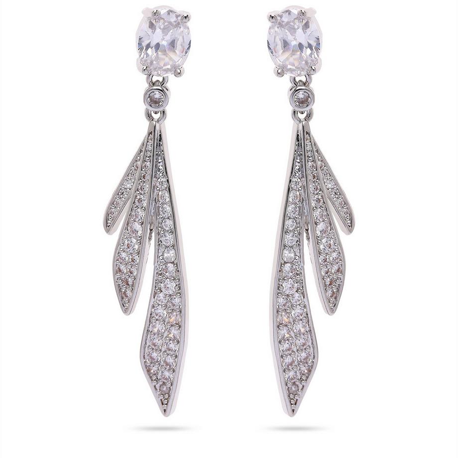 Orecchini a Goccia Piuma Color Argento