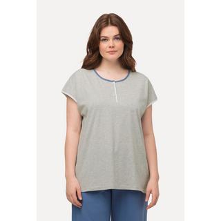 Ulla Popken Maglietta pigiama girocollo mezze maniche cotone biologico con pistagna  