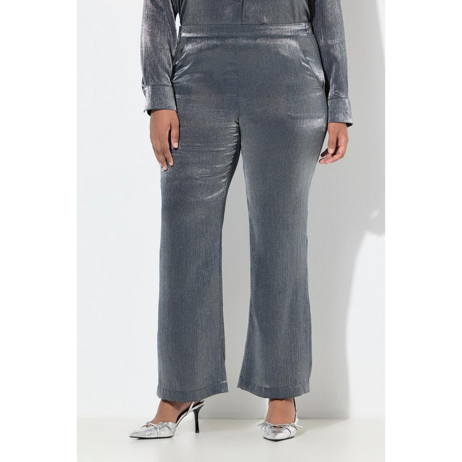 Ulla Popken Rose Reflets Métalliques Jambe Large Pantalon  