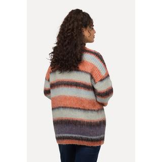 Ulla Popken  Cardigan lungo e aperto con righe e scollo a V 