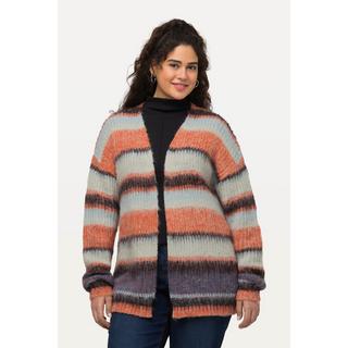 Ulla Popken  Cardigan lungo e aperto con righe e scollo a V 