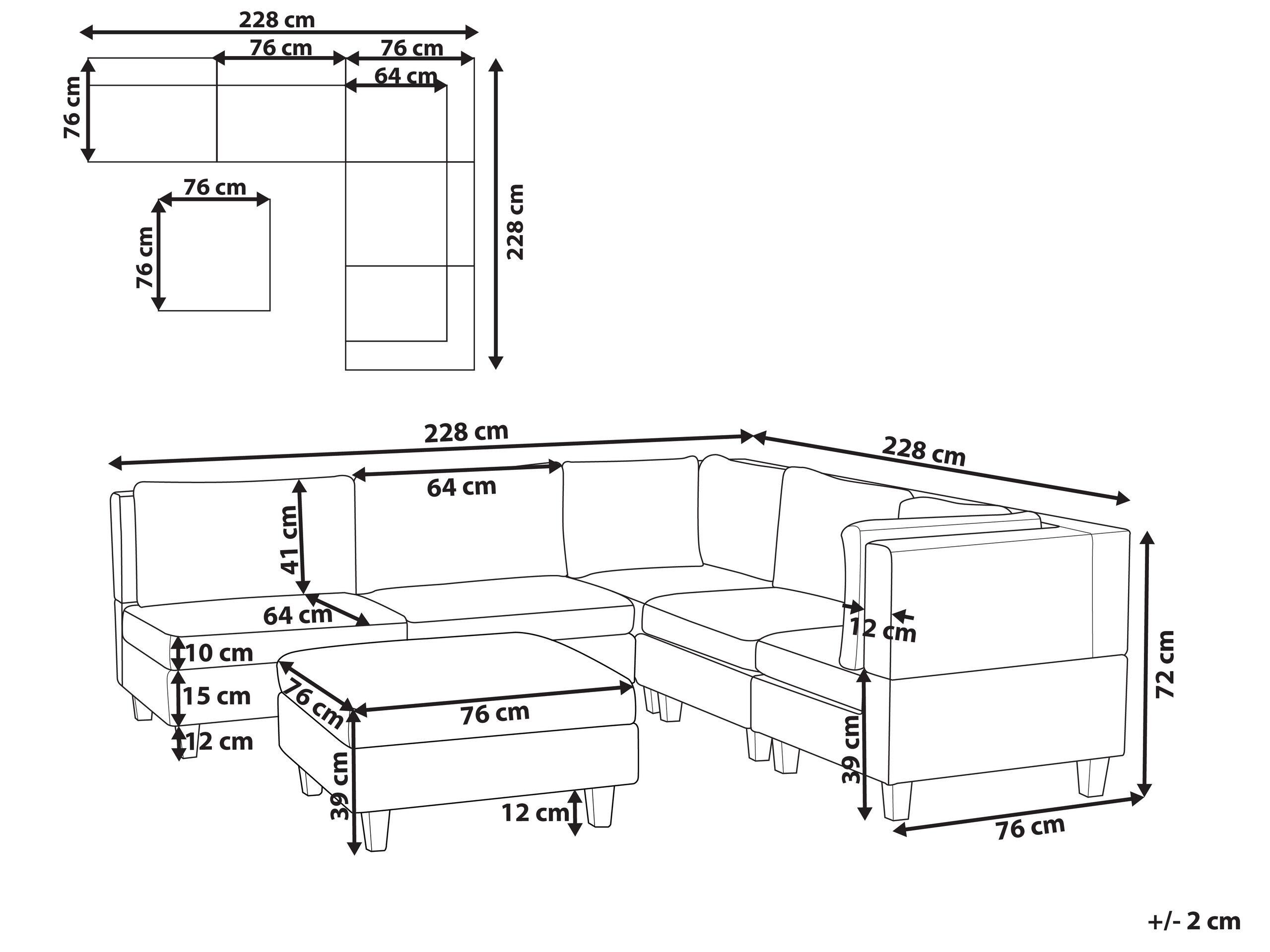 Beliani Ecksofa mit Ottomane aus Polyester Modern FEVIK  