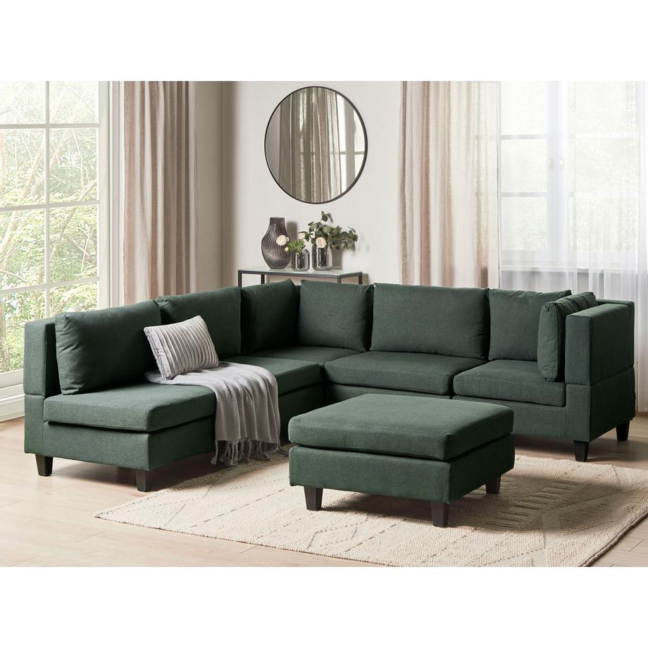 Beliani Canapé d'angle côté gauche avec ottoman en Tissu  UNSTAD  