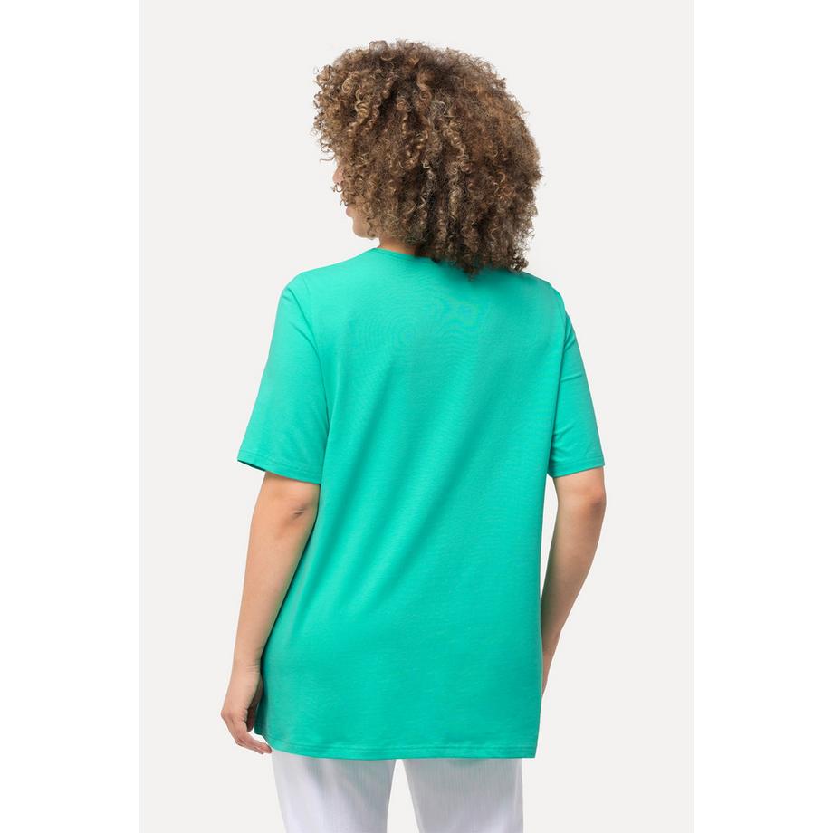 Ulla Popken T-shirt A-ligne Col Carré Manches Courtes  