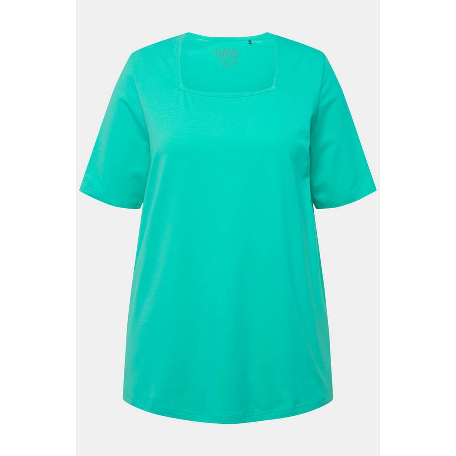 Ulla Popken T-shirt A-ligne Col Carré Manches Courtes  