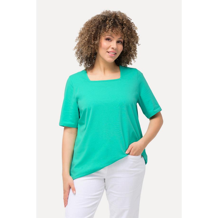 Ulla Popken T-shirt A-ligne Col Carré Manches Courtes  