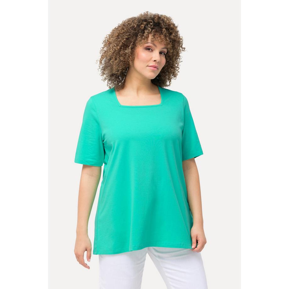 Ulla Popken T-shirt A-ligne Col Carré Manches Courtes  