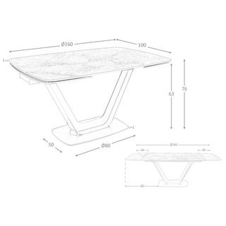 ANGEL CERDA Ausziehbarer Esstisch ovales Fass porzellanmarmor auser Epoxidstahl  