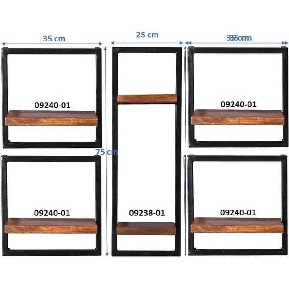 mutoni Étagère murale Havanna naturel 105x25x75 (5 pièces)  