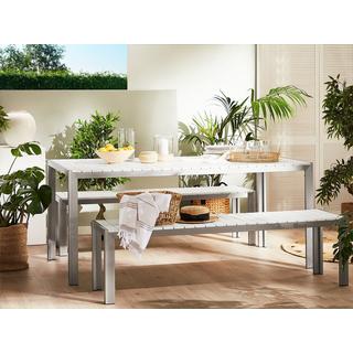 Beliani Salle à manger de jardin avec bancs en Bois synthétique Industriel NARDO  