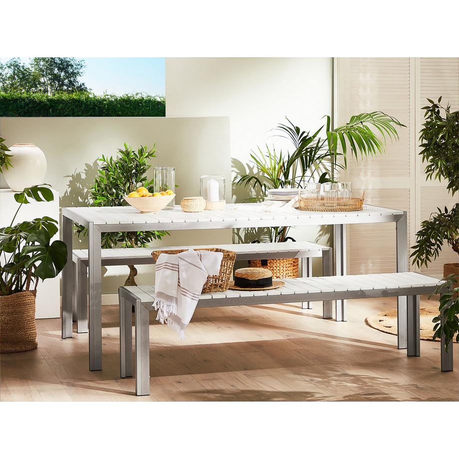 Beliani Salle à manger de jardin avec bancs en Bois synthétique Industriel NARDO  