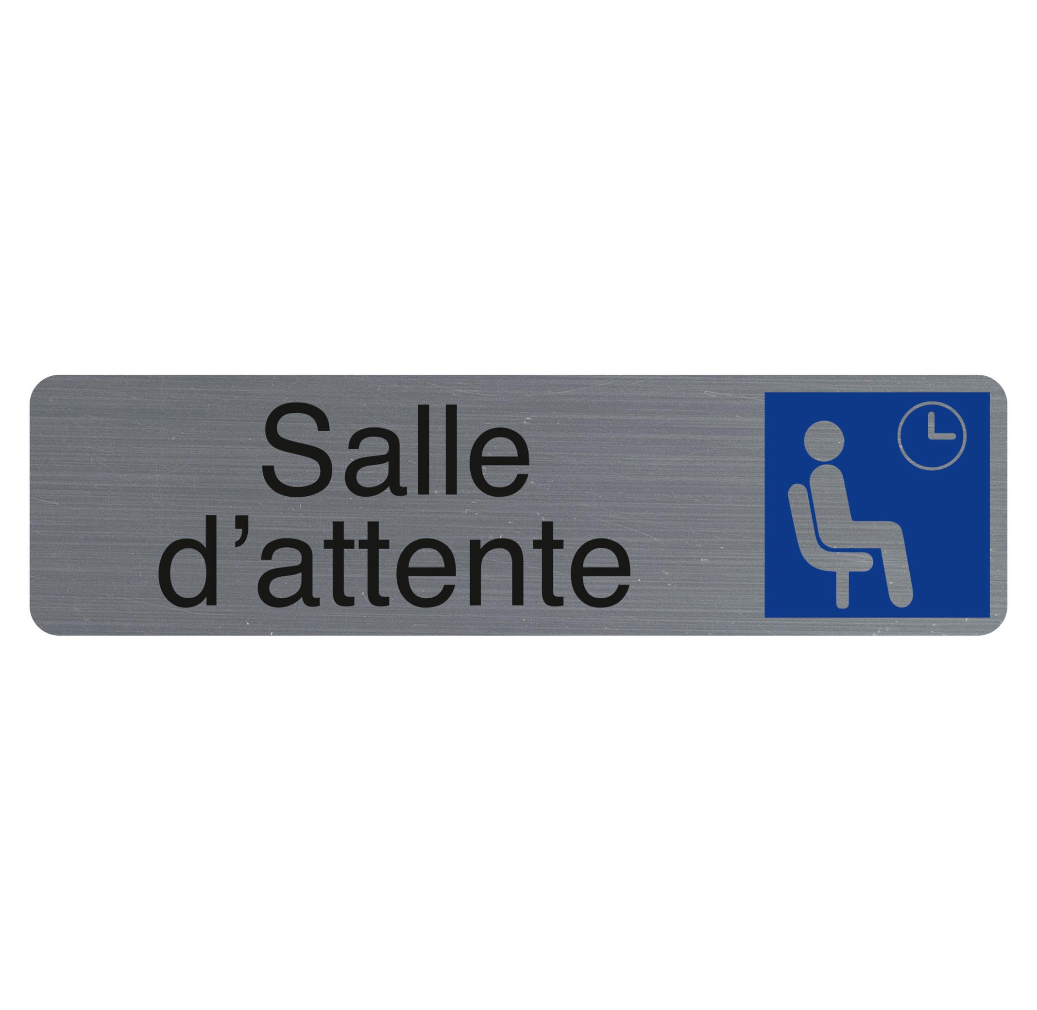 Exacompta Plaque adhésive imitation aluminium Salle d'attente 16,5X4,4 cm  