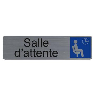 Plaque adhésive imitation aluminium Salle d'attente 16,5X4,4 cm