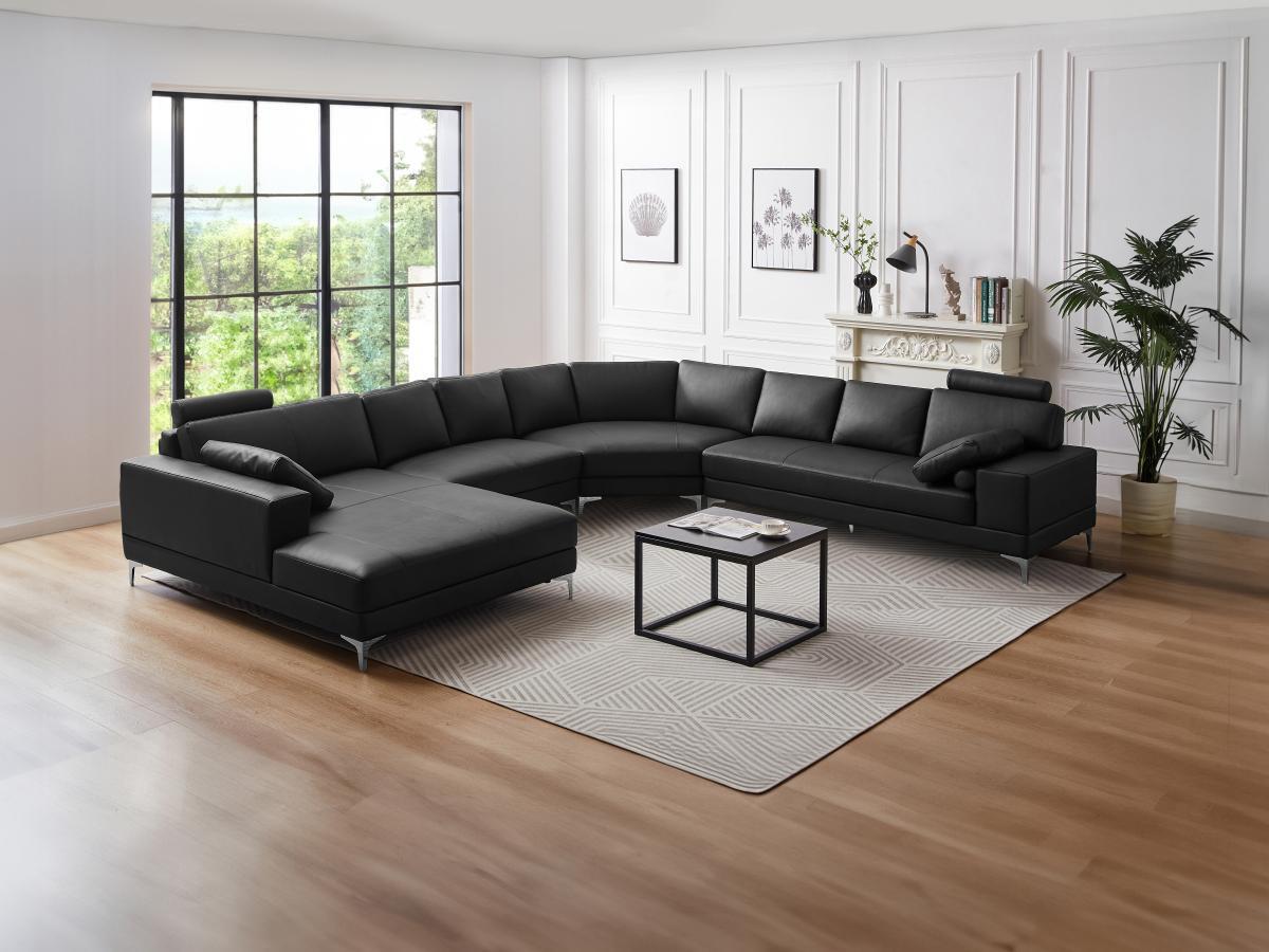 LINEA SOFA Canapé panoramique 7 places cuir supérieur DONATELLO II Angle gauche  