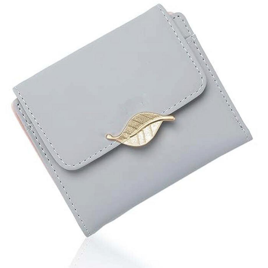 Only-bags.store RFID Blockierung PU Leder Kleine Brieftasche Goldblatt Knopf  