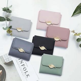 Only-bags.store Portafoglio RFID Blocco Pelle PU Piccolo Bottone Foglia d'Oro  