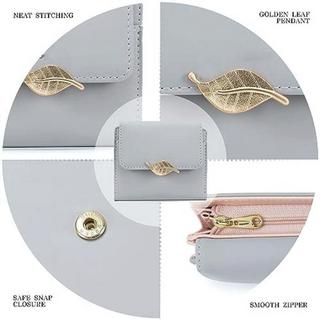 Only-bags.store Portafoglio RFID Blocco Pelle PU Piccolo Bottone Foglia d'Oro  