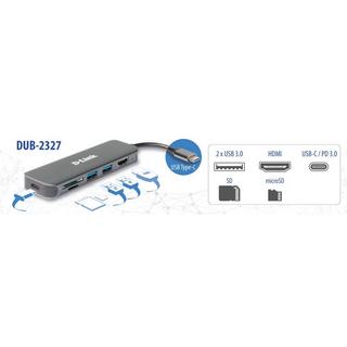 D-Link  DUB-2327 replicatore di porte e docking station per notebook Cablato USB tipo-C Grigio 